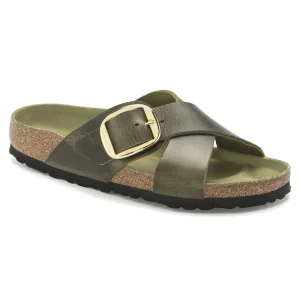 Siena Big Buckle Oiled Leather Olive Green