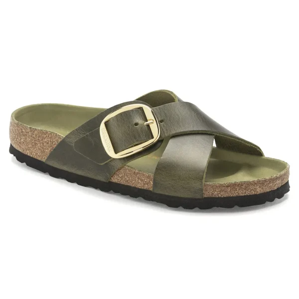 Siena Big Buckle Oiled Leather Olive Green