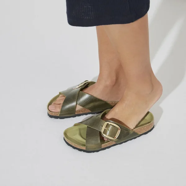 Siena Big Buckle Oiled Leather Olive Green - Image 9