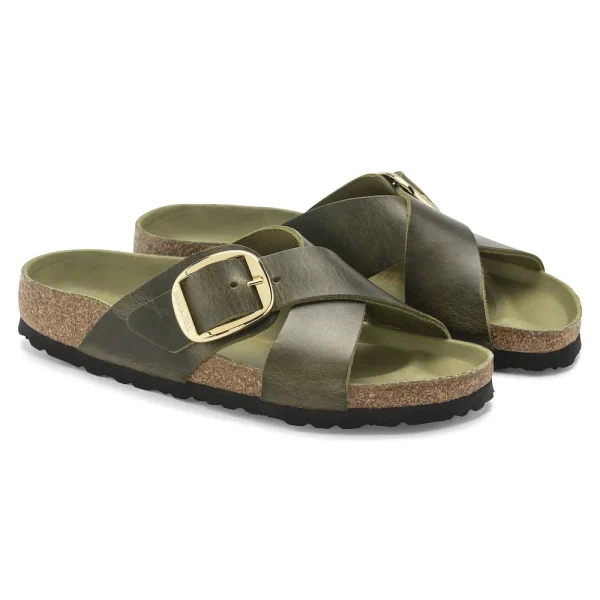 Siena Big Buckle Oiled Leather Olive Green - Image 6
