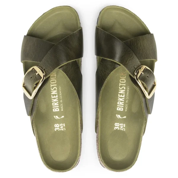 Siena Big Buckle Oiled Leather Olive Green - Image 5