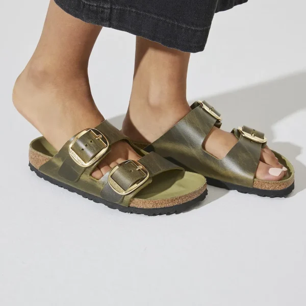 Arizona Big Buckle Oiled Leather Olive Green - Image 9