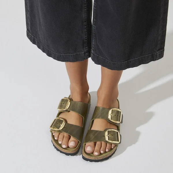 Arizona Big Buckle Oiled Leather Olive Green - Image 3