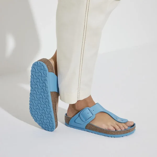 Gizeh Big Buckle Natural Leather Patent High Shine Sky Blue - Image 3