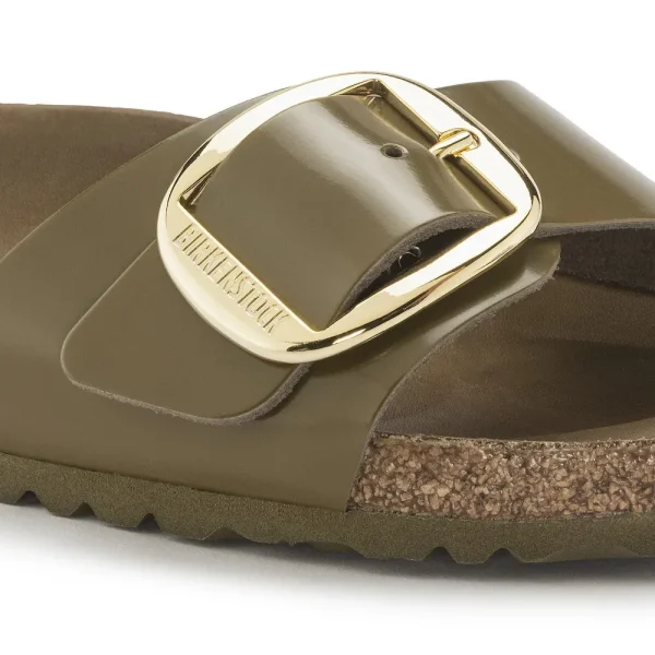 Madrid Big Buckle Natural Leather Patent High Shine Mud Green - Image 8