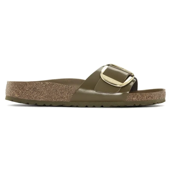 Madrid Big Buckle Natural Leather Patent High Shine Mud Green - Image 7