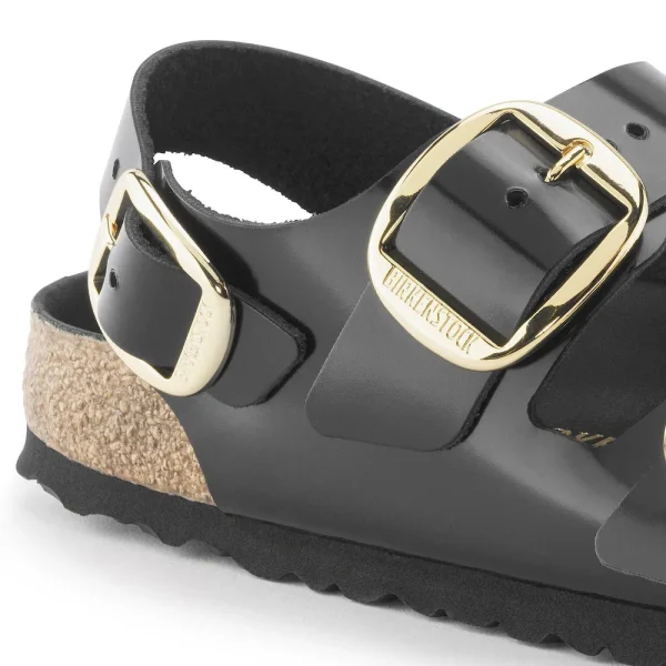 Milano Big Buckle Natural Leather Patent High Shine Black - Image 8
