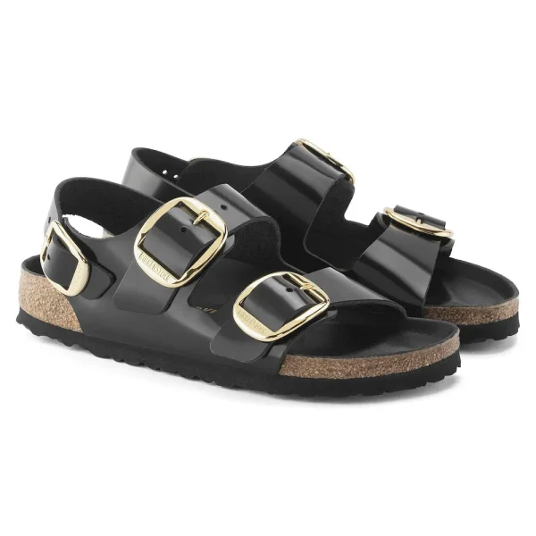 Milano Big Buckle Natural Leather Patent High Shine Black - Image 6
