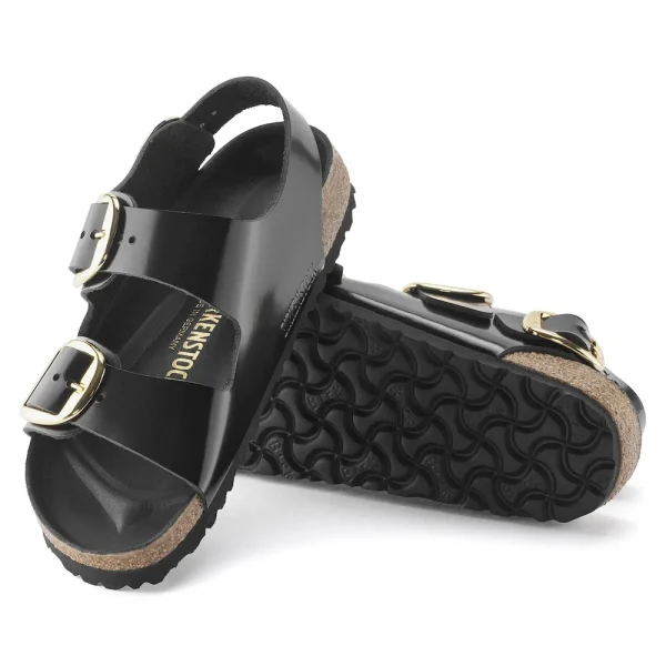 Milano Big Buckle Natural Leather Patent High Shine Black - Image 4