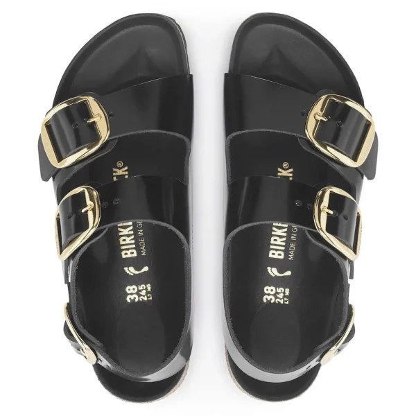 Milano Big Buckle Natural Leather Patent High Shine Black - Image 5
