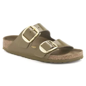 Arizona Big Buckle Natural Leather Patent High Shine Mud Green