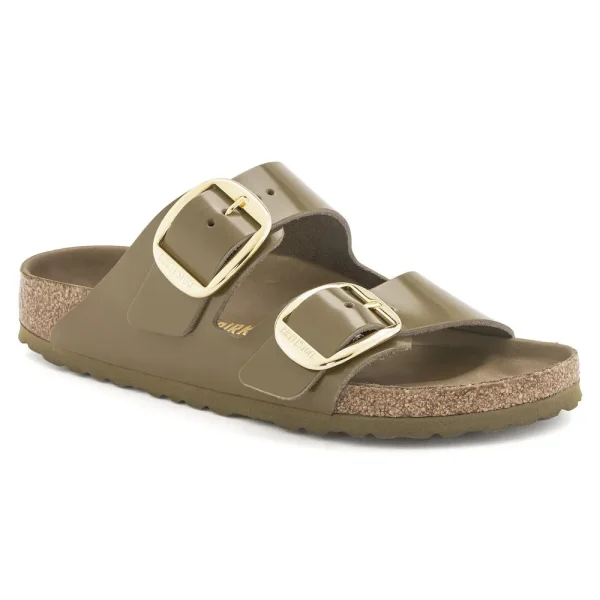 Arizona Big Buckle Natural Leather Patent High Shine Mud Green