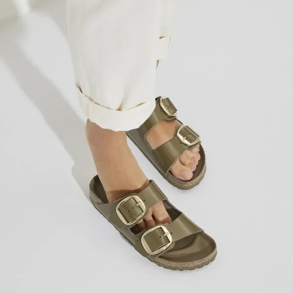 Arizona Big Buckle Natural Leather Patent High Shine Mud Green - Image 9