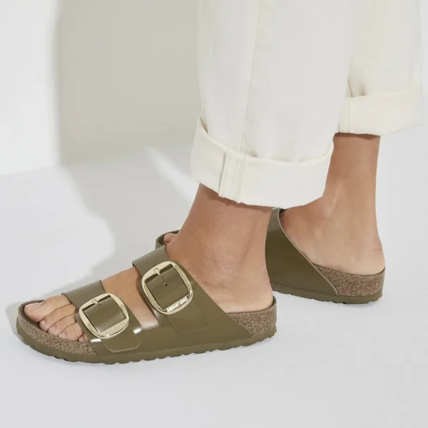 Arizona Big Buckle Natural Leather Patent High Shine Mud Green - Image 3
