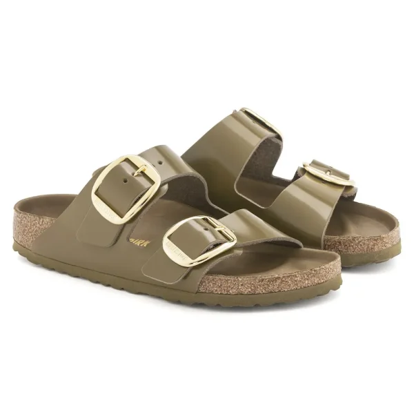 Arizona Big Buckle Natural Leather Patent High Shine Mud Green - Image 6