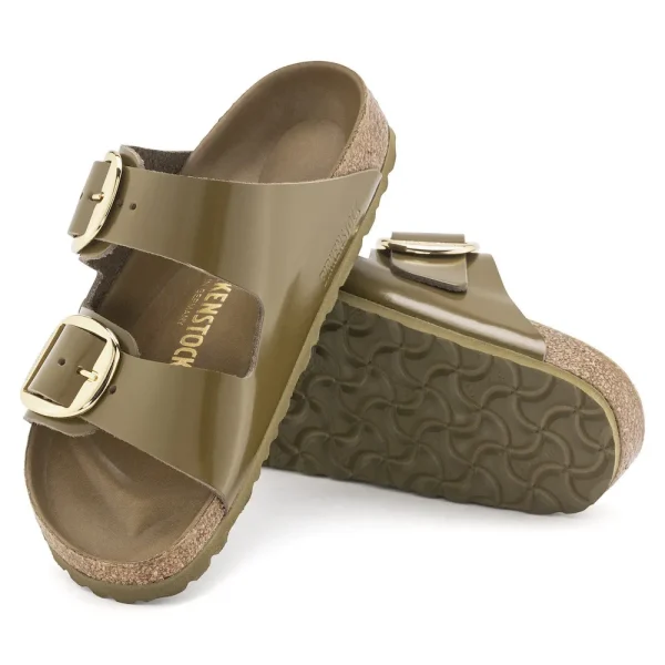 Arizona Big Buckle Natural Leather Patent High Shine Mud Green - Image 4