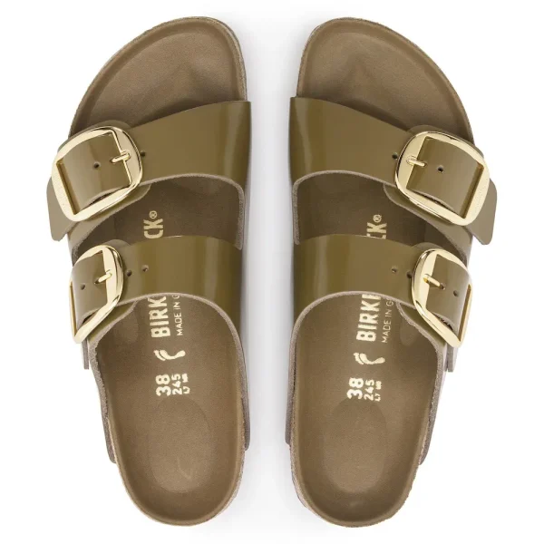 Arizona Big Buckle Natural Leather Patent High Shine Mud Green - Image 5