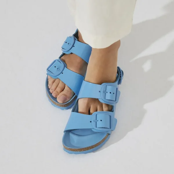 Milano Big Buckle Natural Leather Patent High Shine Sky Blue - Image 9