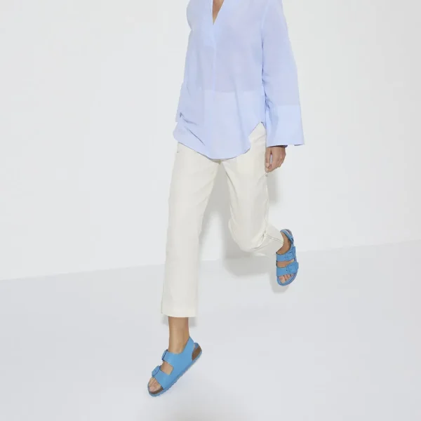 Milano Big Buckle Natural Leather Patent High Shine Sky Blue - Image 2