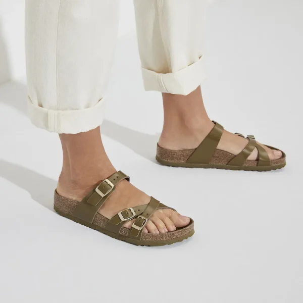 Franca Natural Leather Patent High Shine Mud Green - Image 3