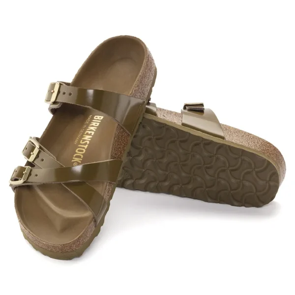 Franca Natural Leather Patent High Shine Mud Green - Image 4