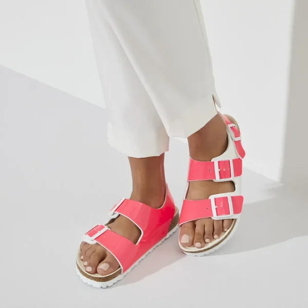 Milano Birko-Flor Patent Neon Pink/White Patent - Image 3