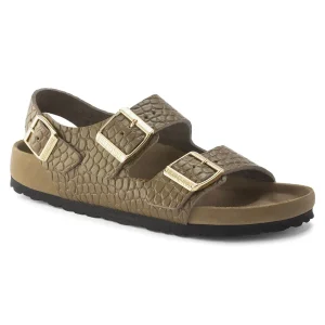 Milano Embossed Leather Emboss mud green