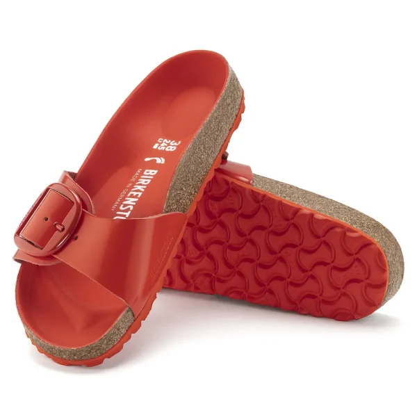 Madrid Big Buckle Natural Leather Patent High Shine Tomato - Image 4