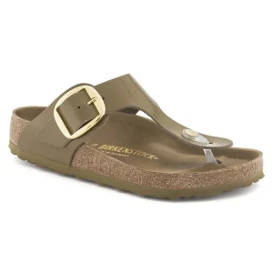 Gizeh Big Buckle Natural Leather Patent High Shine Mud Green