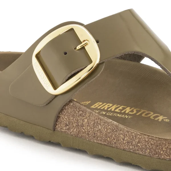 Gizeh Big Buckle Natural Leather Patent High Shine Mud Green - Image 8