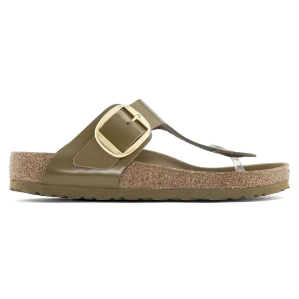 Gizeh Big Buckle Natural Leather Patent High Shine Mud Green - Image 7