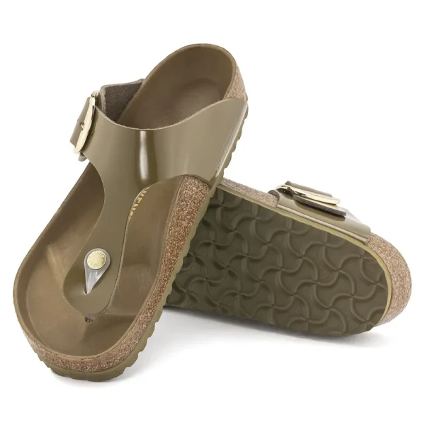 Gizeh Big Buckle Natural Leather Patent High Shine Mud Green - Image 4