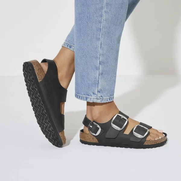 Milano Big Buckle Oiled Leather Black - Image 3