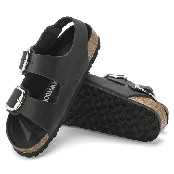 Milano Big Buckle Oiled Leather Black - Image 4