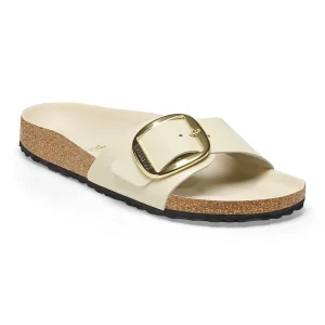 Madrid Big Buckle Natural Leather Patent High Shine Ecru