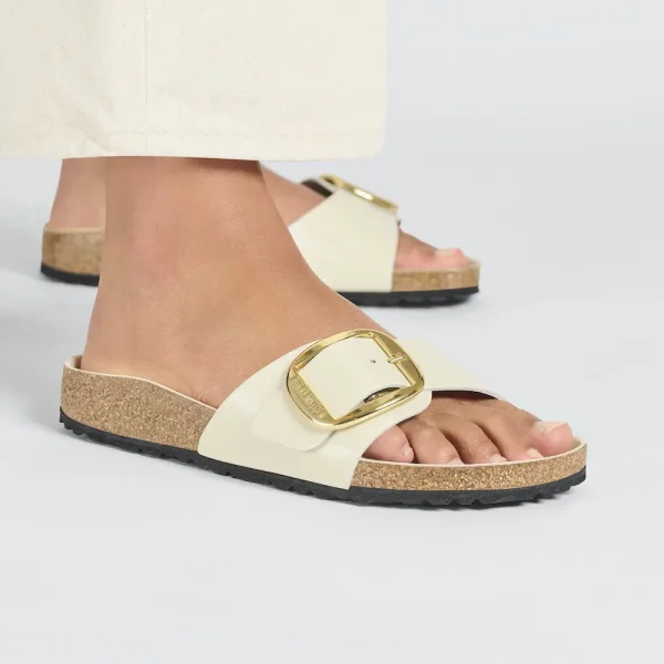 Madrid Big Buckle Natural Leather Patent High Shine Ecru - Image 3
