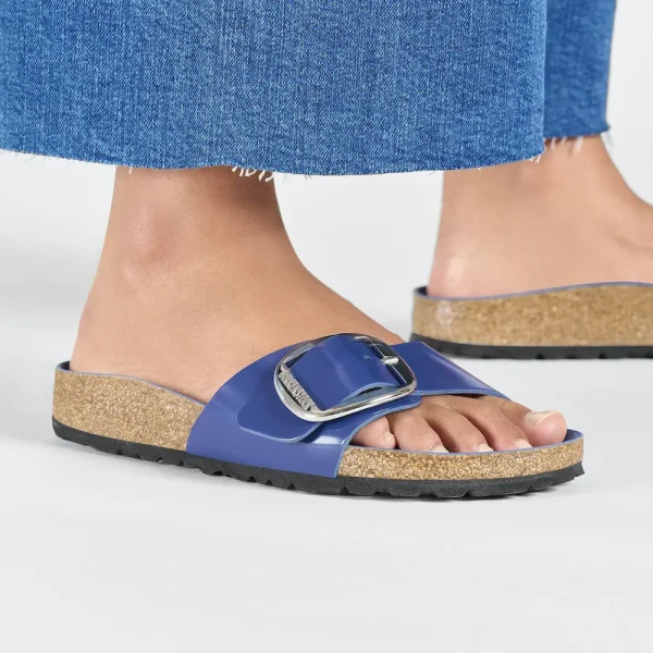 Madrid Big Buckle Natural Leather Patent High-Shine Cobalt - Image 3