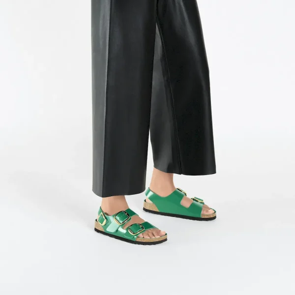 Milano Big Buckle Natural Leather Patent High Shine Digital Green - Image 2