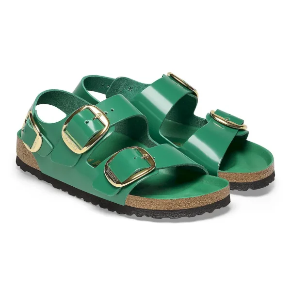 Milano Big Buckle Natural Leather Patent High Shine Digital Green - Image 6