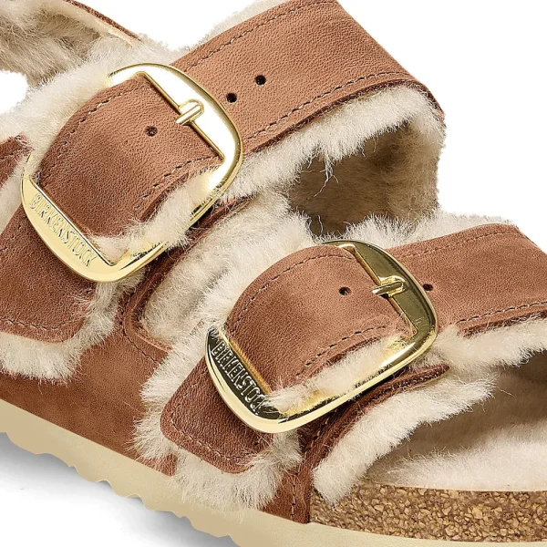 Milano Big Buckle Shearling Oiled Leather Cognac - Image 8
