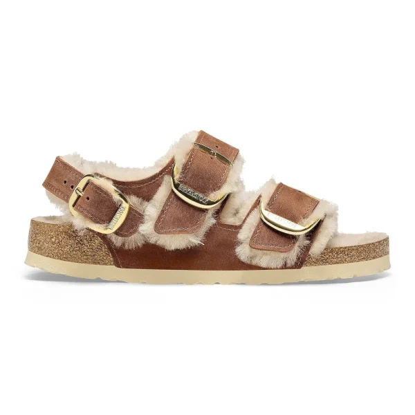 Milano Big Buckle Shearling Oiled Leather Cognac - Image 7