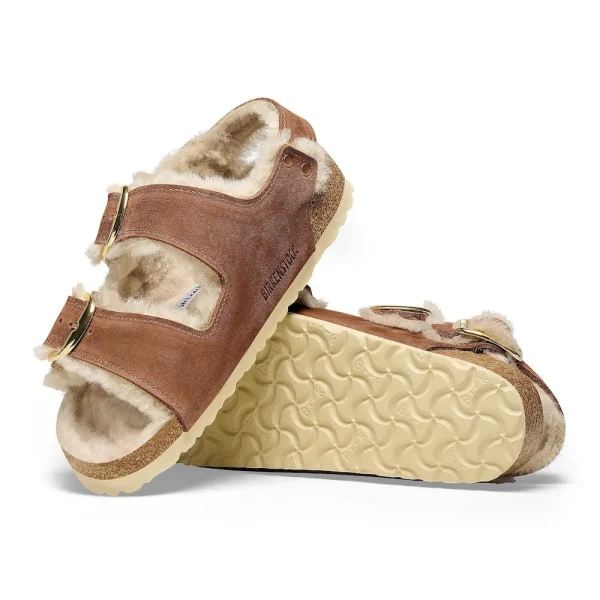 Milano Big Buckle Shearling Oiled Leather Cognac - Image 4