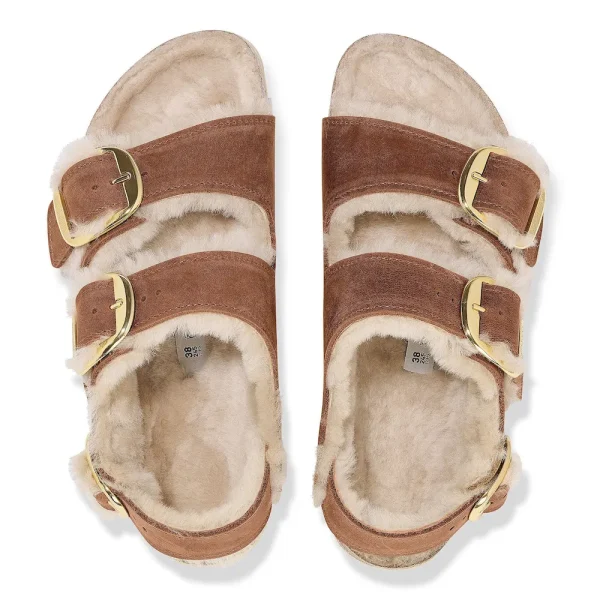 Milano Big Buckle Shearling Oiled Leather Cognac - Image 5