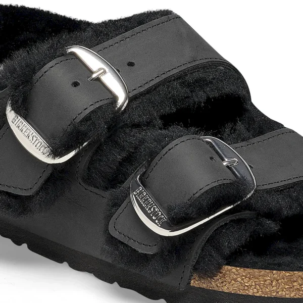 Milano Big Buckle Shearling Oiled Leather Black - Image 8