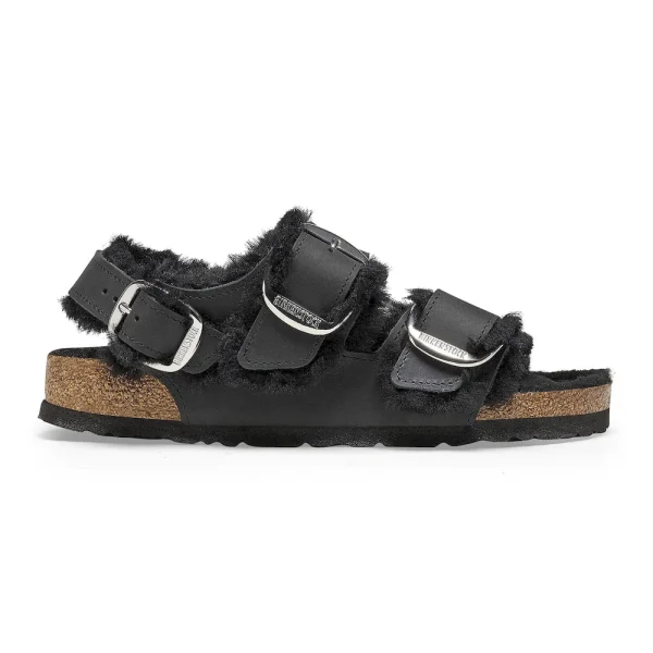 Milano Big Buckle Shearling Oiled Leather Black - Image 7