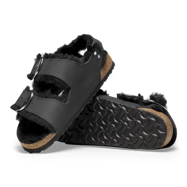 Milano Big Buckle Shearling Oiled Leather Black - Image 4