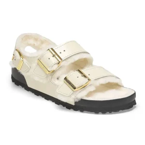 Milano Shearling Natural Leather- Shearling High Shine Ecru