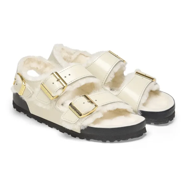 Milano Shearling Natural Leather- Shearling High Shine Ecru - Image 6