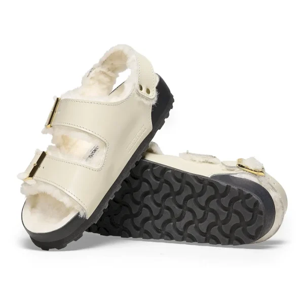 Milano Shearling Natural Leather- Shearling High Shine Ecru - Image 4