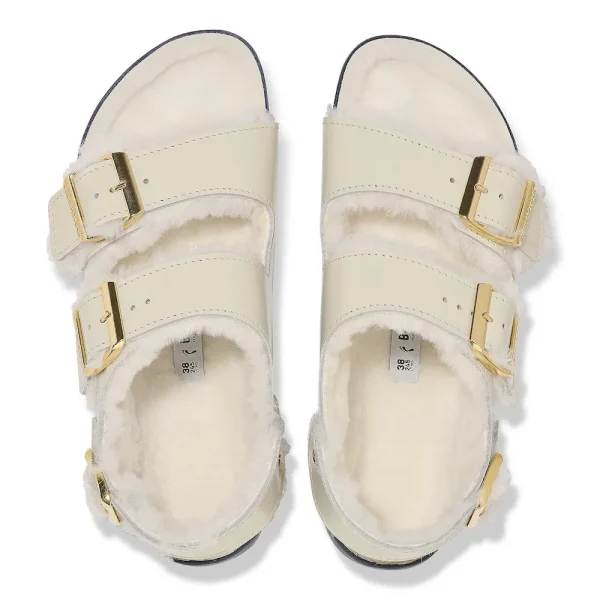 Milano Shearling Natural Leather- Shearling High Shine Ecru - Image 5